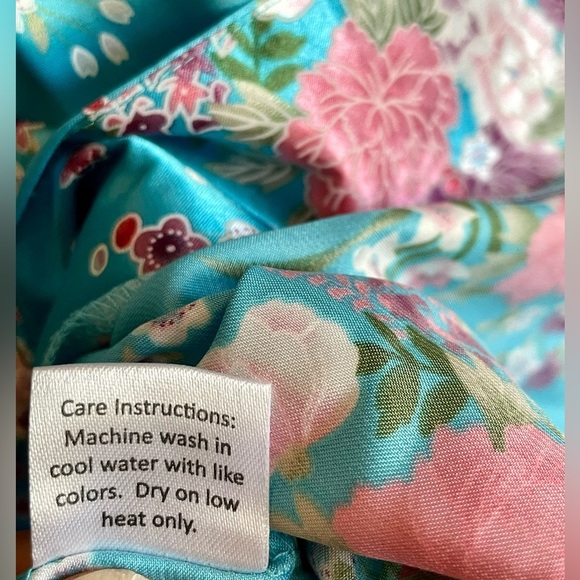 ALEXANDER DEL ROSSA Satin Nightshirt M Floral Long Sleeve Sleepwear - Picture 7 of 11